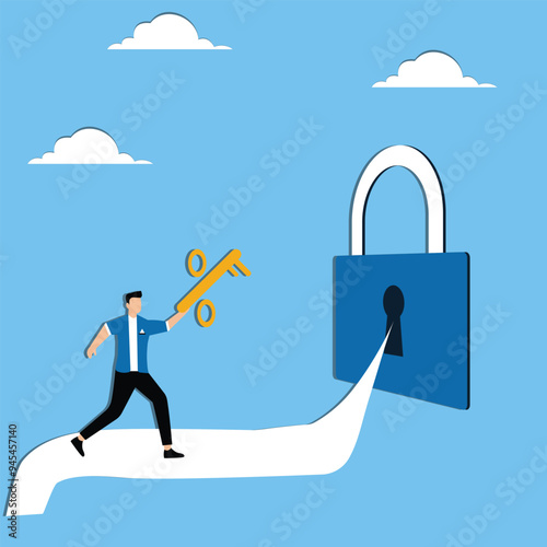 Man runs to interest with lock