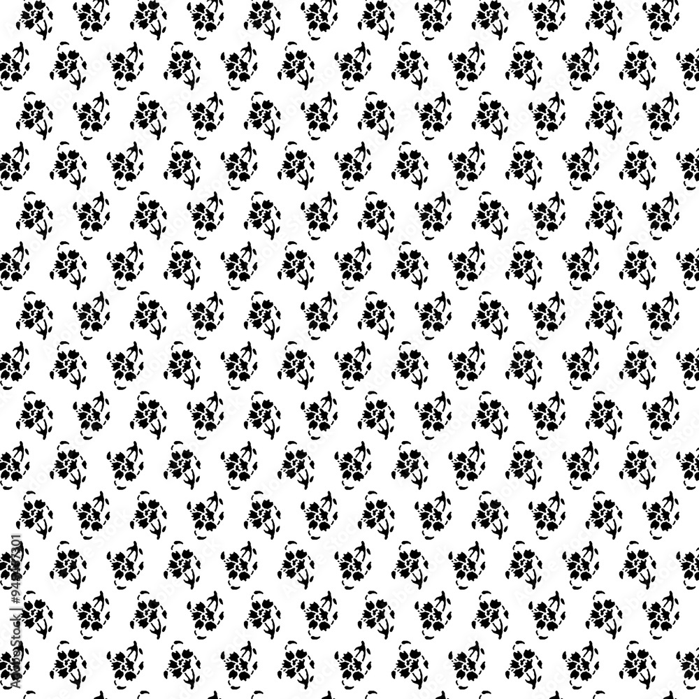 Black and white seamless vector floral pattern design Black and white seamless vector floral pattern design