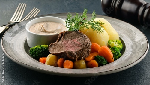 Tafelspitz of veal with horseradish sauce photo