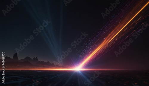 Stellar Light Burst Over Landscape