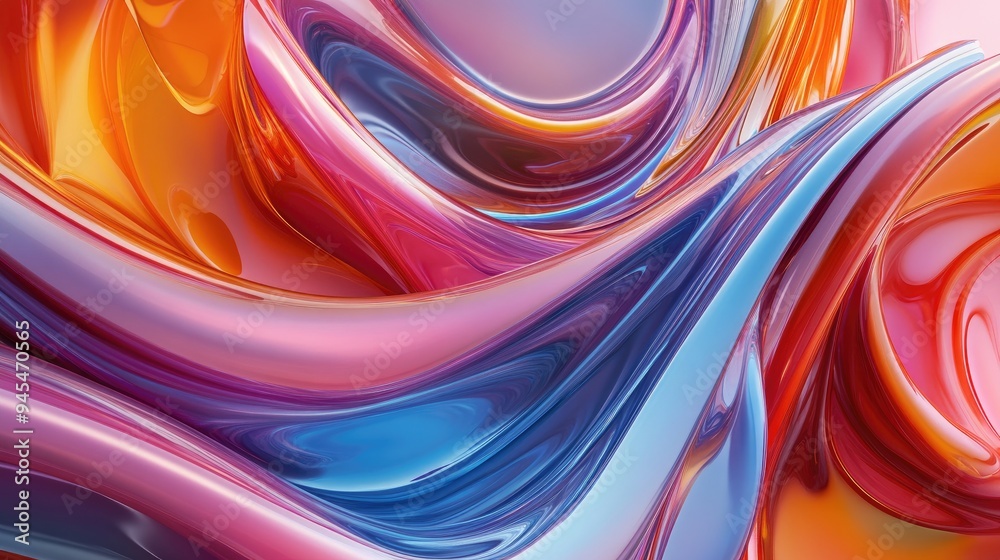 3D rendering of abstract multi colored curving lines 3D rendering of abstract multi colored curving lines