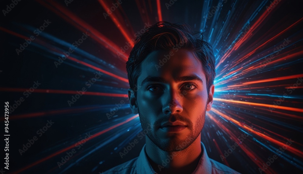 Cosmic Energy Portrait with Dramatic Lighting Cosmic Energy Portrait with Dramatic Lighting