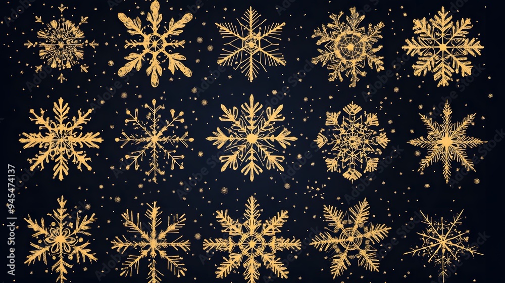 Christmas snowflakes in a vector illustration set with a mix of traditional and modern designs Christmas snowflakes in a vector illustration set with a mix of traditional and modern designs