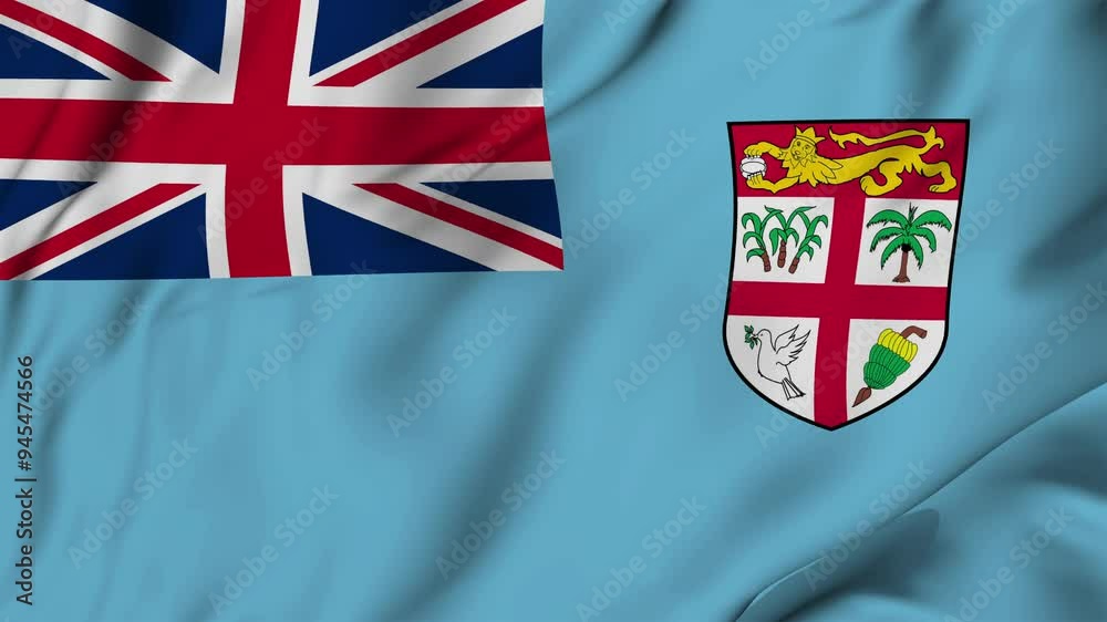 A beautiful view of the Fiji flag video. 3d flag-waving video. Fiji flag 4K resolution.