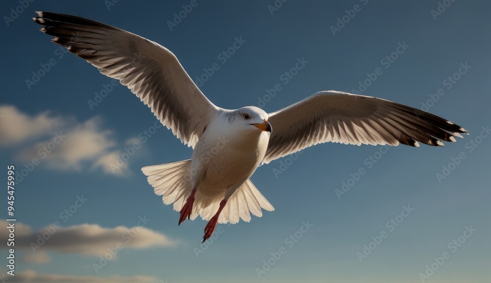 Obraz premium Seagull in Flight Over Sea