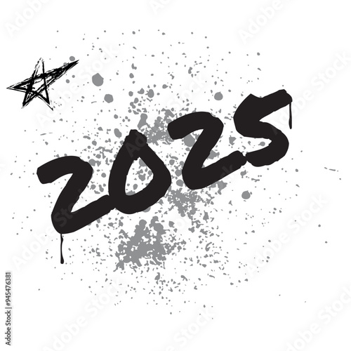 Happy new year 2025 design graffiti