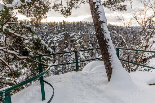 Vseteckova vyhlidka viewpoint in Prachovske skaly rocks in Cesky raj (Czech Paradise) region, Czech Republic photo