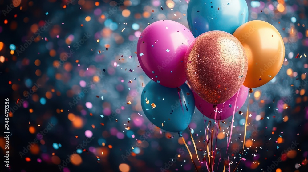 joyful explosion of colorful balloons confetti and streamers against a festive background vibrant hues and dynamic composition create a sense of celebration and happiness for birthday themes joyful explosion of colorful balloons confetti and streamers against a festive background vibrant hues and dynamic composition create a sense of celebration and happiness for birthday themes