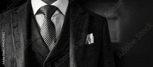 close-up view. Business clothes for men isolated on dark background. for corporate or formal events. photo