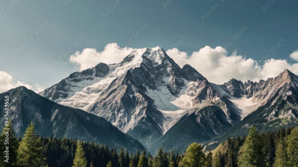 Fototapeta premium High mountains cut out, isolated on white background PNG
