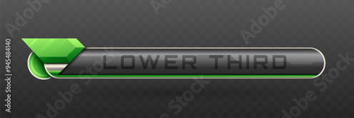 Lower Third Banner in Metallic Black, Silver and Green Theme for Video Screen Broadcast Presentation Titles
