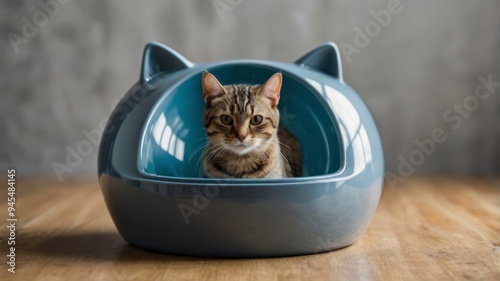 High-back, plastic cat bowl with small base 
