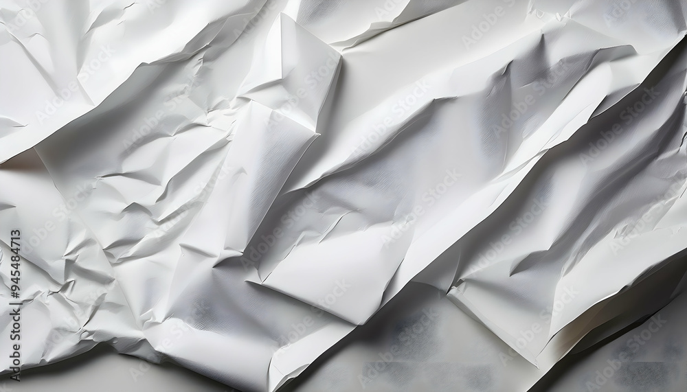 Obraz premium Dramatic texture White paper crumpled white paper with deep texture abstract creases and shadows background 