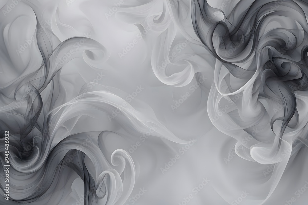 A close up of smoke tendrils twisting and turning in a complex intricate pattern on a black background, AI Generated A close up of smoke tendrils twisting and turning in a complex intricate pattern on a black background, AI Generated