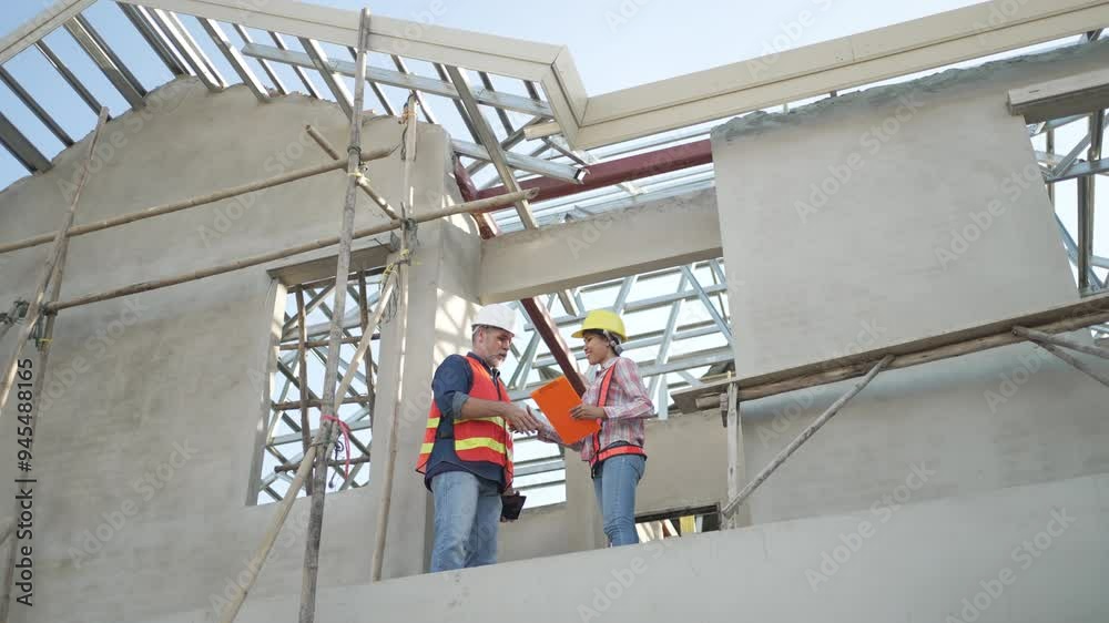 Blue collar workers are building house. Construction and blue collar worker. Blue collar workers are building house. Construction and blue collar worker.
