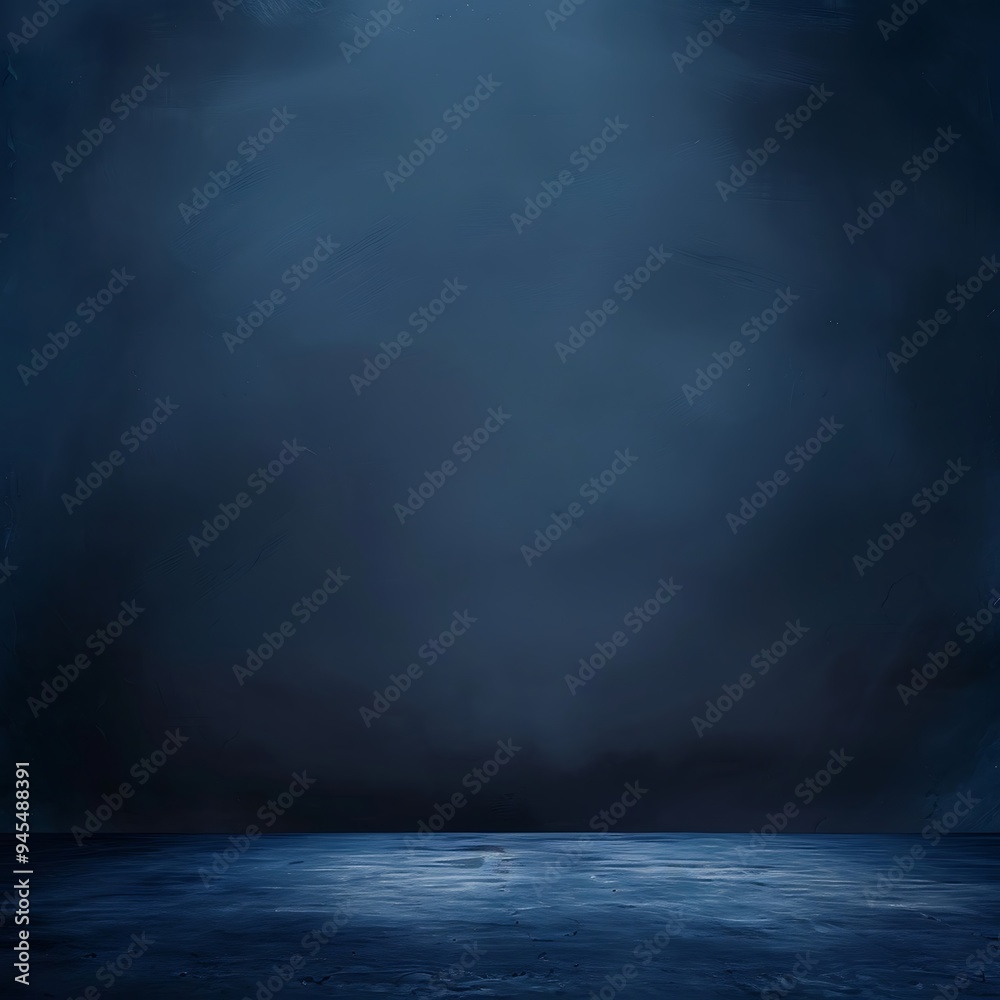 blue wall with smoke and spotlights, empty room, blue background