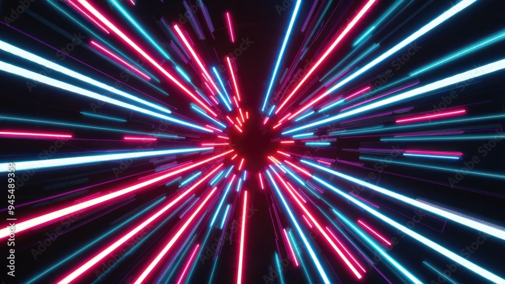 Vibrant Neon Light Trails in Abstract High-Speed Motion Vibrant Neon Light Trails in Abstract High-Speed Motion