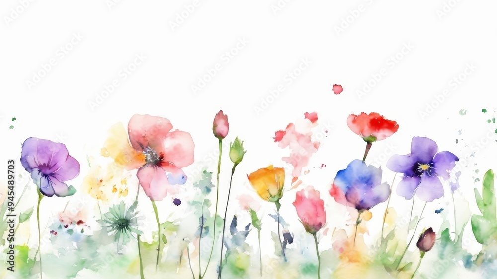 Obraz premium flores silvestres pintadas en acuarela