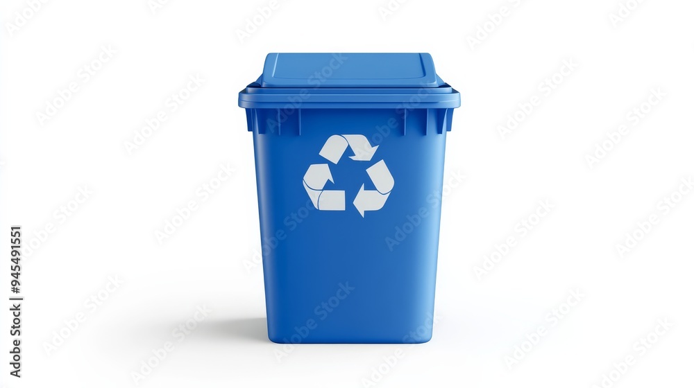Blue Recycling Bin with Recycle Symbol. Blue Recycling Bin with Recycle Symbol.