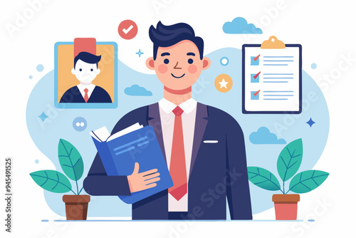 Employee handbook, manual for onboarding new staff, procedure or rule for welcome new hire to know company, business manual for success concept, businessman hand holding handbook with new employees.
