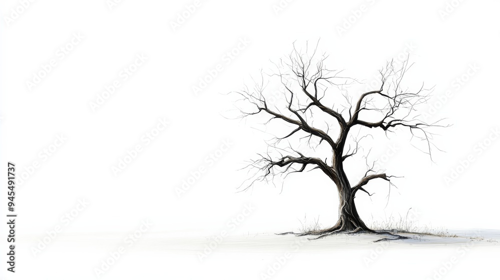 Bare Tree in a Winter Landscape. Bare Tree in a Winter Landscape.