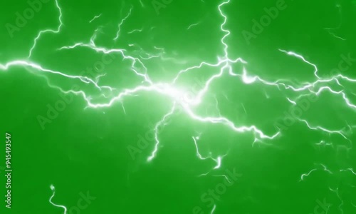 lightning strike with green screen background