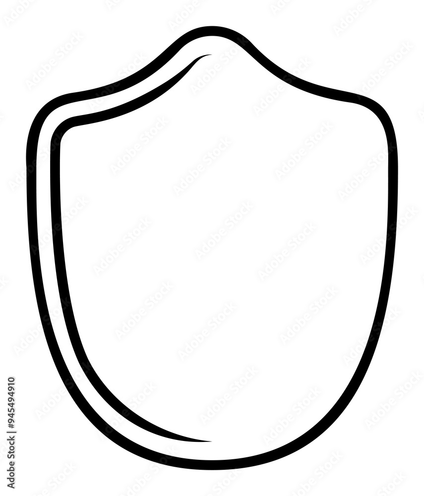 Shield outline frame Logo. Vector template Sign of Protection, Guard and Security. Insurance or Immunity Symbol. Empty icon design isolated on white background Shield outline frame Logo. Vector template Sign of Protection, Guard and Security. Insurance or Immunity Symbol. Empty icon design isolated on white background