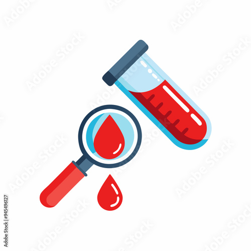 Blood test tube icon in flat style on a isolated white background (22)