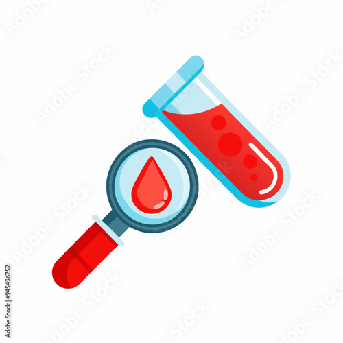 Blood test tube icon in flat style on a isolated white background (21)