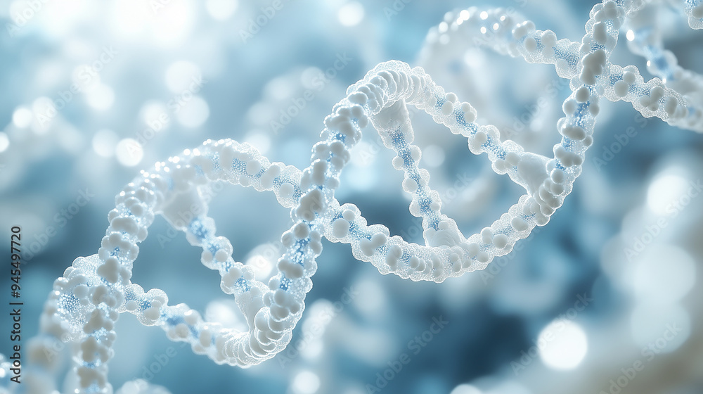 3D rendering of white and blue abstract molecules on a light background for a medical science or DNA structure concept with copy space. 3D rendering of white and blue abstract molecules on a light background for a medical science or DNA structure concept with copy space.