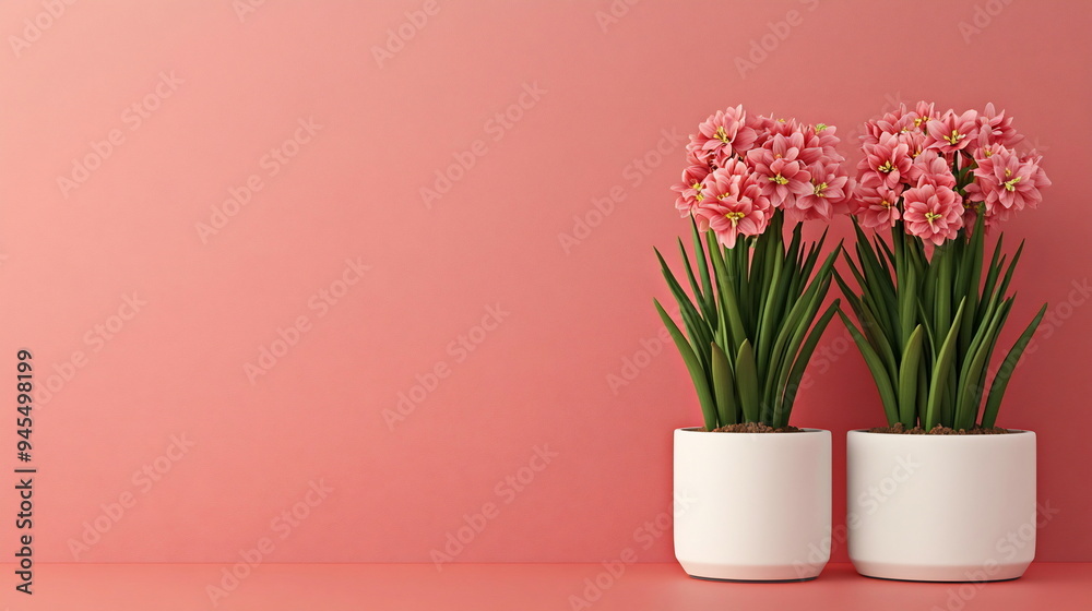 Obraz premium Pink Flowers in Pots.