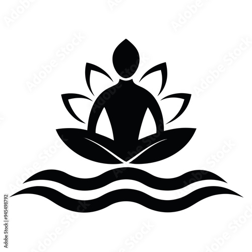  Yoga logo with lotus vector illustration.
