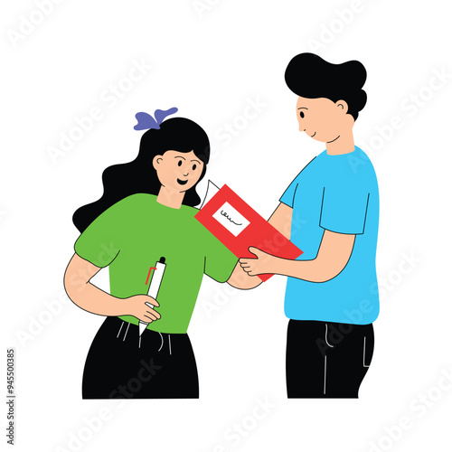 Students studying together, group study illustration