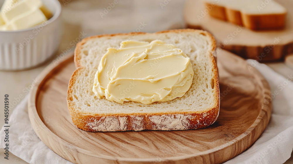 Fresh Bread with Butter Spread Soft Butter on Bread, Butter and Bread for Breakfast Fresh Bread with Butter Spread Soft Butter on Bread, Butter and Bread for Breakfast
