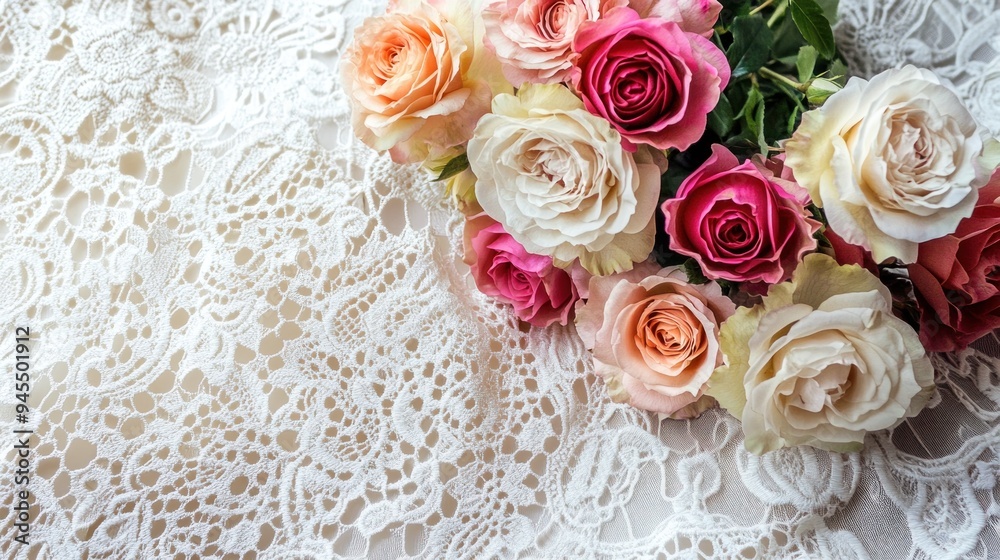 Delicate Roses on Lace Delicate Roses on Lace