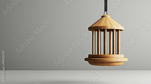 Wooden Cage Lamp. photo