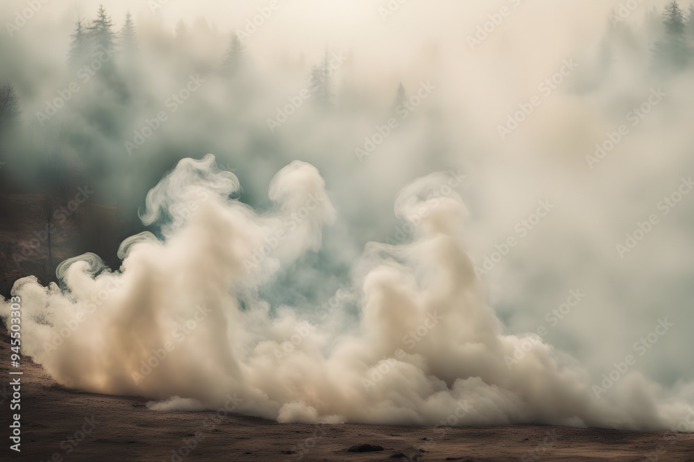 Fototapeta premium A trail of smoke rising from an unseen source at the bottom of the image creating a soft ethereal, Ai Generated
