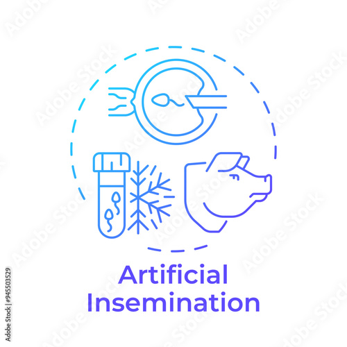 Artificial insemination blue gradient concept icon. Reproductive technology, genetics. Round shape line illustration. Abstract idea. Graphic design. Easy to use in infographic, presentation
