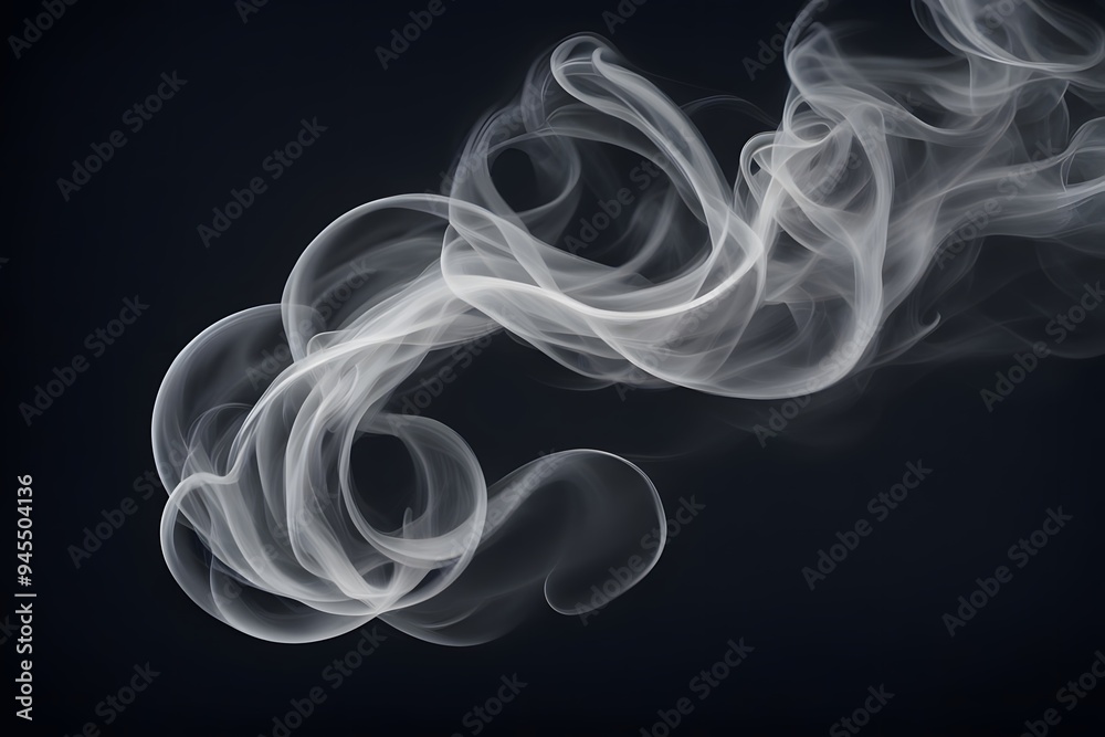 A close up of smoke tendrils twisting and turning in a complex intricate pattern on a black background, AI Generated A close up of smoke tendrils twisting and turning in a complex intricate pattern on a black background, AI Generated