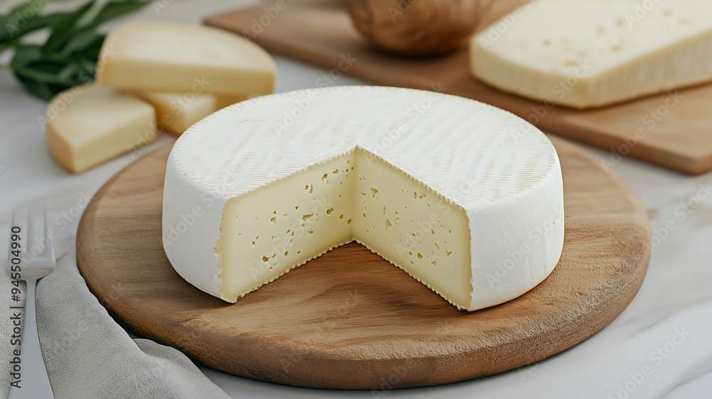 Brie Cheese on Cutting Board. Brie Cheese on Cutting Board.