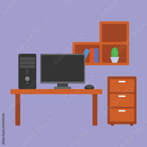 Office vector. office room set vector. office computer vector