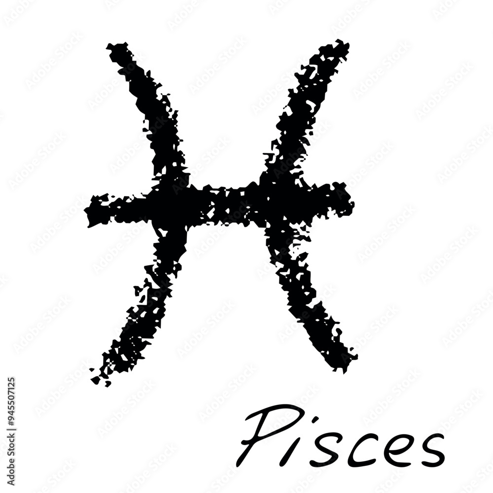 Hand drawn pisces zodiac sign Esoteric symbol doodle Astrology clipart Element for design Hand drawn pisces zodiac sign Esoteric symbol doodle Astrology clipart Element for design
