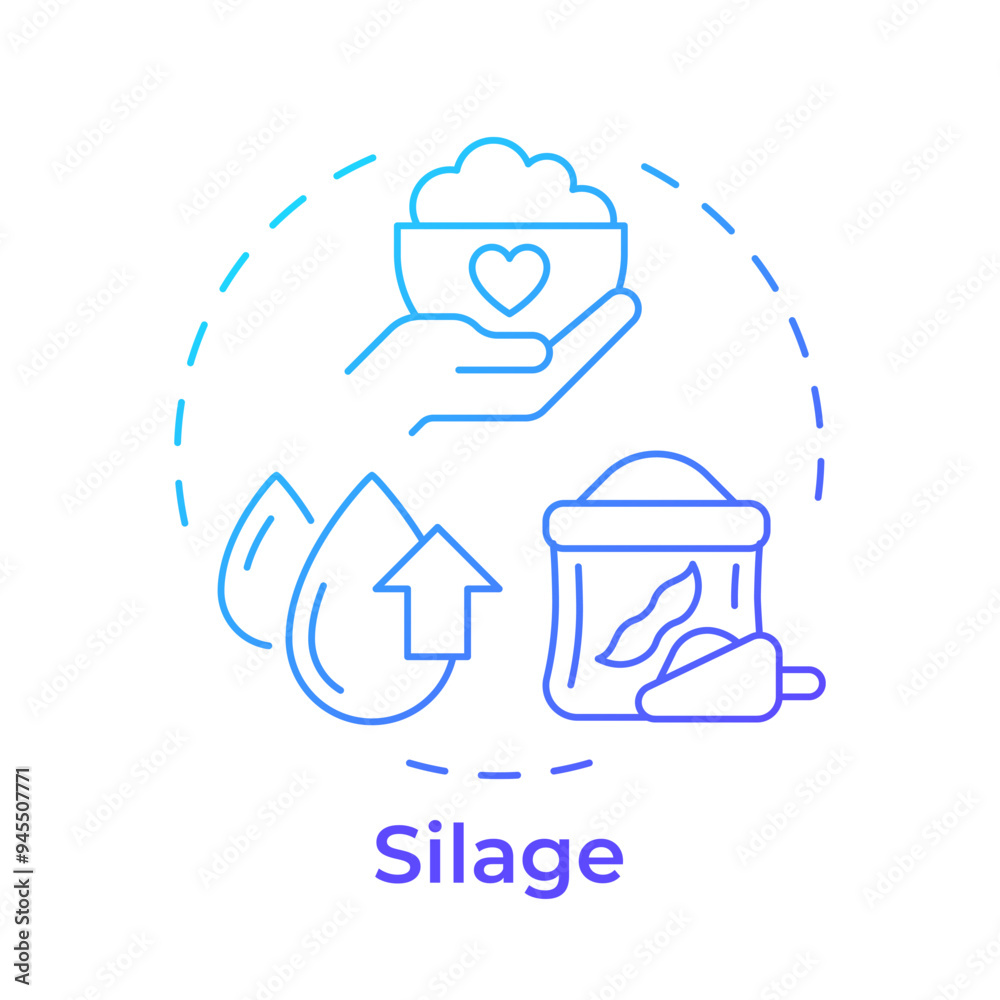 Silage blue gradient concept icon. Livestock farming, farm cultivation. Cattle forage. Round shape line illustration. Abstract idea. Graphic design. Easy to use in infographic, presentation Silage blue gradient concept icon. Livestock farming, farm cultivation. Cattle forage. Round shape line illustration. Abstract idea. Graphic design. Easy to use in infographic, presentation