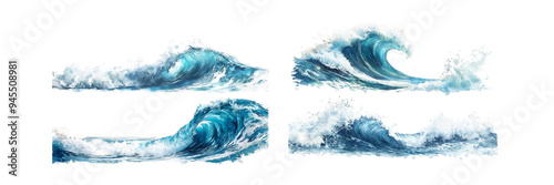 set large wave in the ocean, isolated on a white background