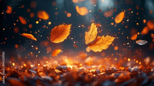 Captivating Display of Autumn Leaves Dancing in the Light