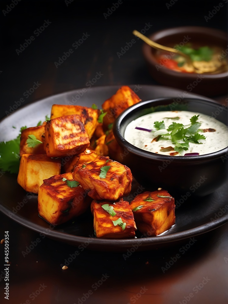Paneer Tikka is popular appetizer made with cubes of paneer and veggies marinated with yogurt and spices Paneer Tikka is popular appetizer made with cubes of paneer and veggies marinated with yogurt and spices