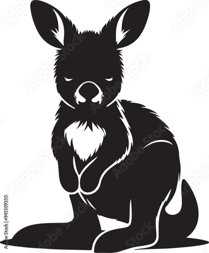 cute baby kangaroo (Joey) vector silhouette
