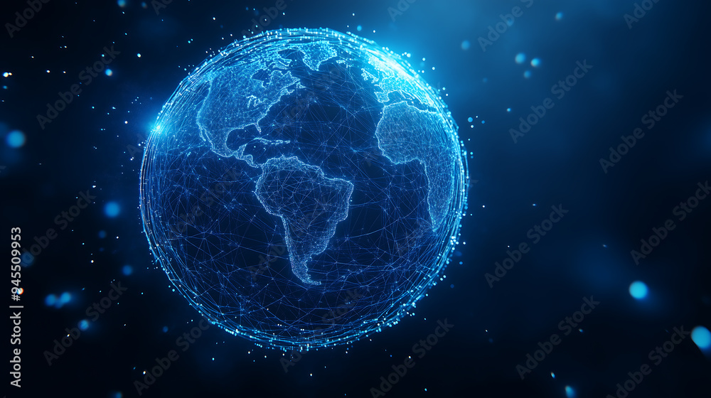 Futuristic digital globe with glowing network connections, symbolizing global connectivity Futuristic digital globe with glowing network connections, symbolizing global connectivity