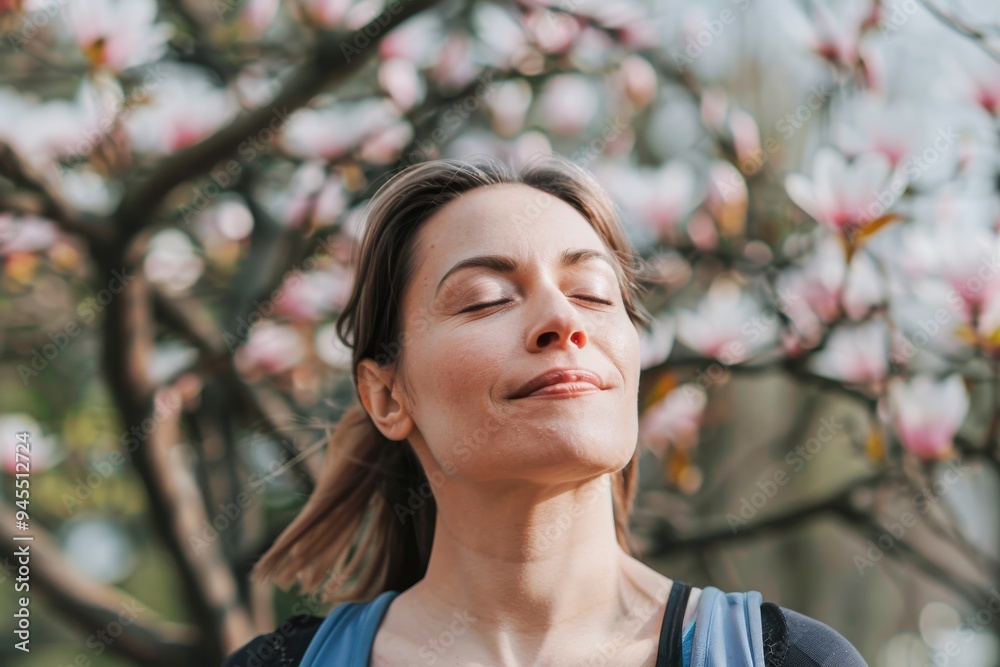 Portrait of a woman breathing fresh air Portrait of a woman breathing fresh air Portrait of a woman breathing fresh air Portrait of a woman breathing fresh air