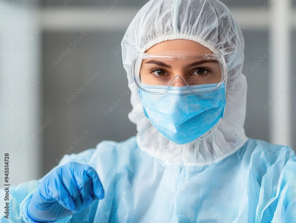 Workers in protective gear assembling medical devices in a clean, sterile factory environment, medical device assembly, precision engineering Workers in protective gear assembling medical devices in a clean, sterile factory environment, medical device assembly, precision engineering